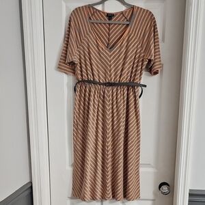 Torrid Pumpkin And Grey V-Neck Midi Dress with Dolman Sleeves